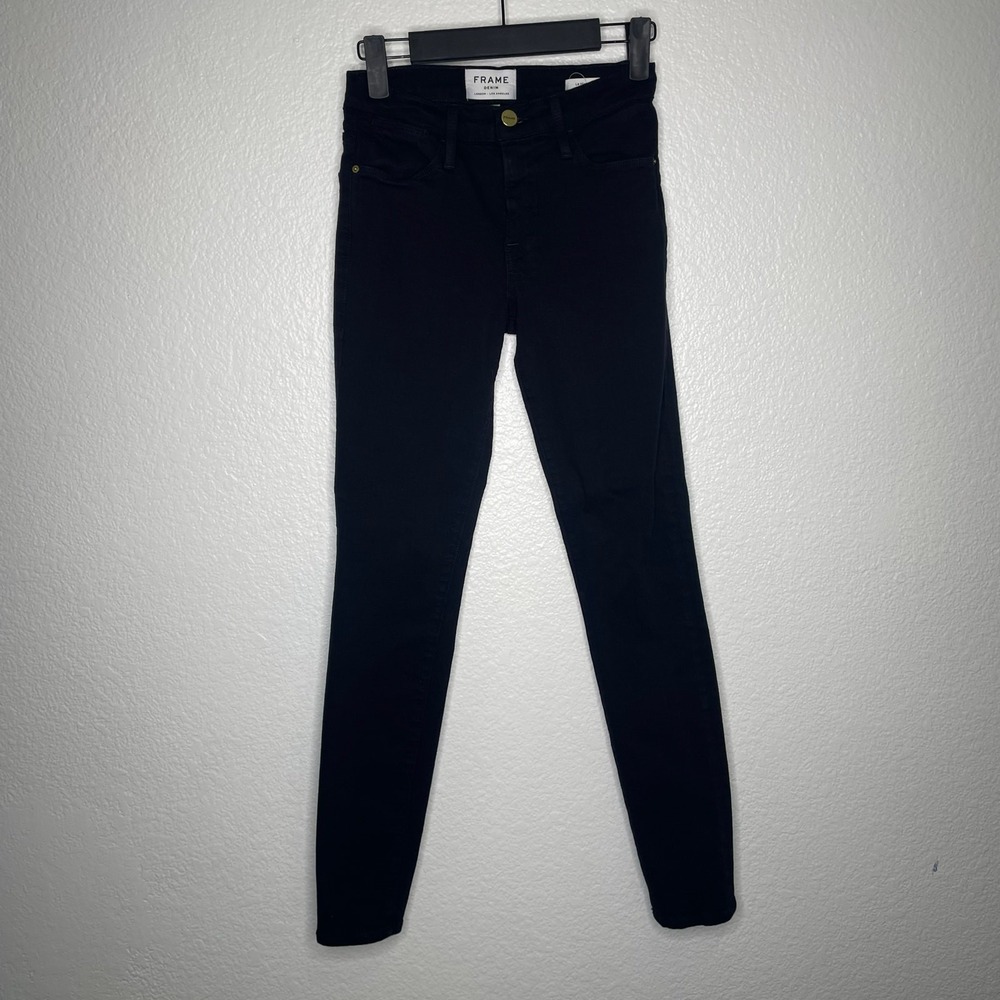 Frame Le High Skinny Jeans Film Noir Black High Rise Size 24 LHSK403
